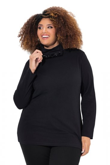 Ulla Popken Basic Long Sleeve Slim Fit Turtleneck Black - Hoodies & Sweatshirts - Kuschelige Sweatshirts, Hoodies & Strick