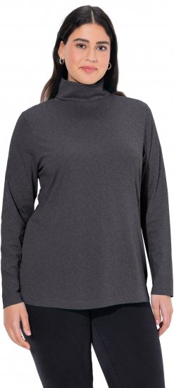 Ulla Popken Basic Long Sleeve Slim Fit Turtleneck Charcoal Grey Melange - Hoodies & Sweatshirts - 