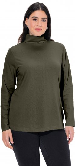 Ulla Popken Basic Long Sleeve Slim Fit Turtleneck Olive - Hoodies & Sweatshirts - 