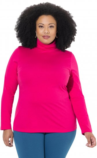 Ulla Popken Basic Long Sleeve Slim Fit Turtleneck Red Pink - Hoodies & Sweatshirts - 