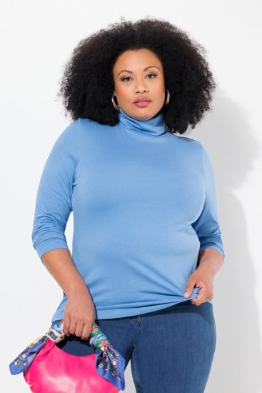 Ulla Popken Basic Long Sleeve Slim Fit Turtleneck Light Cornflower - Hoodies & Sweatshirts - Kuschelige Sweatshirts, Hoodies & Strick