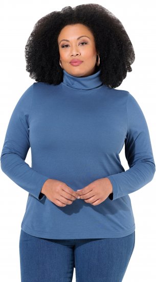 Ulla Popken Basic Long Sleeve Slim Fit Turtleneck Ink Blue - Hoodies & Sweatshirts - 