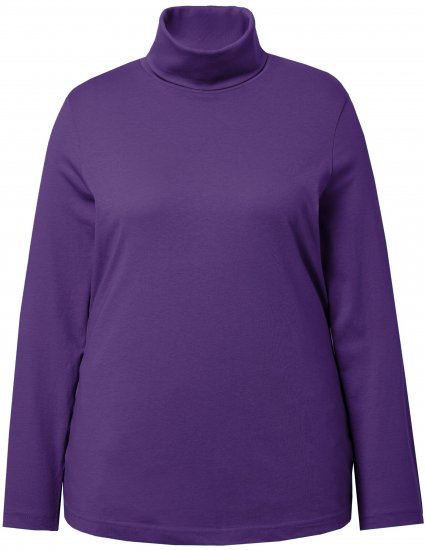 Ulla Popken Basic Long Sleeve Slim Fit Turtleneck Deep Violet - Hoodies & Sweatshirts - 