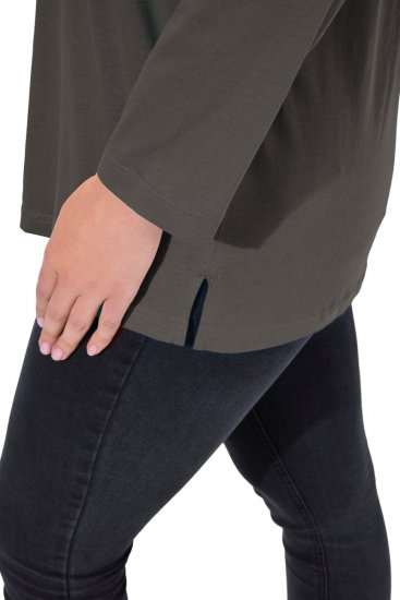 Ulla Popken Back To Basics V-Neck Relaxed Fit Cotton Tee Graphite Grey - T-Shirts - Damen-T-Shirts in großen Größen