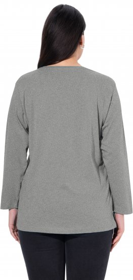 Ulla Popken Back To Basics V-Neck Relaxed Fit Cotton Tee Light Grey Melange - T-Shirts - 