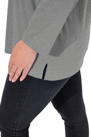 Ulla Popken Back To Basics V-Neck Relaxed Fit Cotton Tee Light Grey Melange - T-Shirts - Damen-T-Shirts in großen Größen