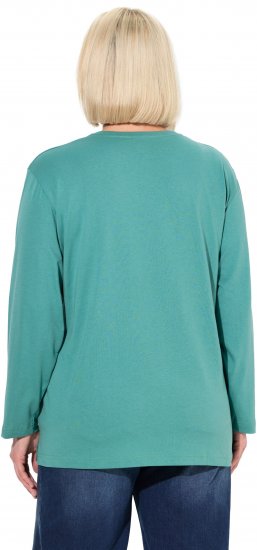 Ulla Popken Back To Basics V-Neck Relaxed Fit Cotton Tee Green - T-Shirts - 