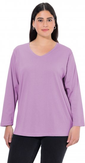 Ulla Popken Back To Basics V-Neck Relaxed Fit Cotton Tee Lavender - T-Shirts - 