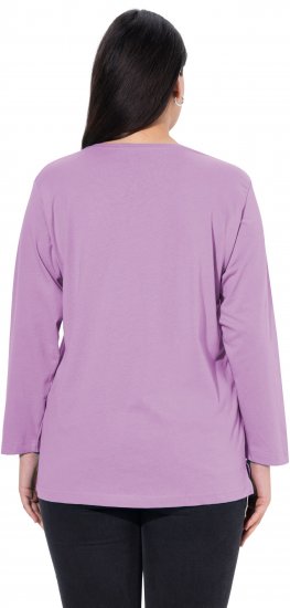 Ulla Popken Back To Basics V-Neck Relaxed Fit Cotton Tee Lavender - T-Shirts - 