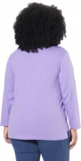 Ulla Popken Back To Basics V-Neck Relaxed Fit Cotton Tee Pale Lilac - T-Shirts - 
