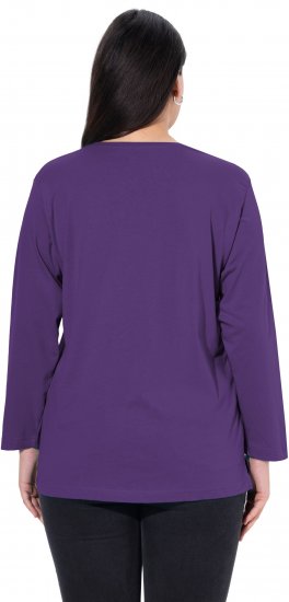 Ulla Popken Back To Basics V-Neck Relaxed Fit Cotton Tee Deep Violet - T-Shirts - 
