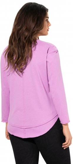 Ulla Popken Layered Look Memories Embroidered Long Sleeve Tee Amethyst - Bedruckte T-shirts für damen - 