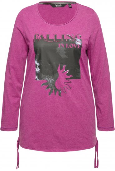 Ulla Popken Tie Hem Long Sleeve Graphic Tee Berry - Bedruckte T-shirts für damen - 