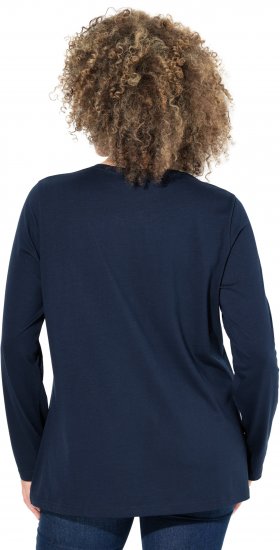 Ulla Popken Metallic Graphic Holiday Tee Navy - Bedruckte T-shirts für damen - 