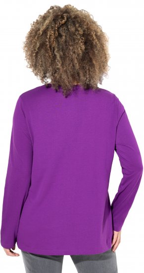 Ulla Popken Metallic Graphic Holiday Tee Dark Purple - Bedruckte T-shirts für damen - 