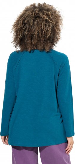Ulla Popken Inverted Seam Long Sleeve Graphic Tee Teal - Bedruckte T-shirts für damen - 