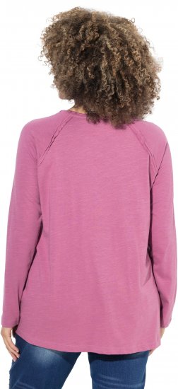 Ulla Popken Inverted Seam Long Sleeve Graphic Tee Dark Rose - Bedruckte T-shirts für damen - 