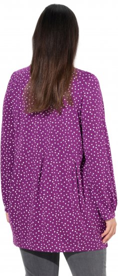 Ulla Popken Pleated Confetti Print Long Sleeve Tee Light Plum - Bedruckte T-shirts für damen - 