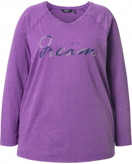 Ulla Popken Dream Rhinestone Lettering Long Sleeve Tee Light Plum - Bedruckte T-shirts für damen - 