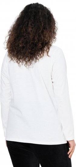 Ulla Popken Motivational Graphic Long Sleeve Tee Off-White - Bedruckte T-shirts für damen - 