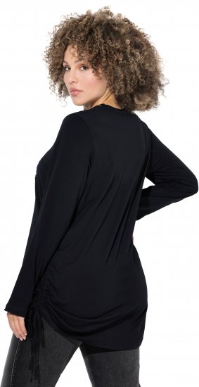 Ulla Popken Your Story Sequined Long Sleeve Tunic Tee Black - Bedruckte T-shirts für damen - 