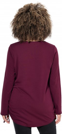 Ulla Popken Your Story Sequined Long Sleeve Tunic Tee Dark Ruby - Bedruckte T-shirts für damen - 