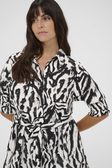 Kaffe Curve Alia Shirt Dress Black Chalk Animal - Midikleider - 