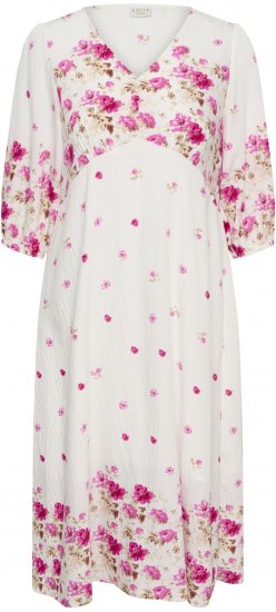 Kaffe Curve Rosa Midi Dress White Rose Border Flower - Kleider - 