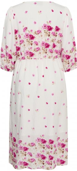 Kaffe Curve Rosa Midi Dress White Rose Border Flower - Kleider - 