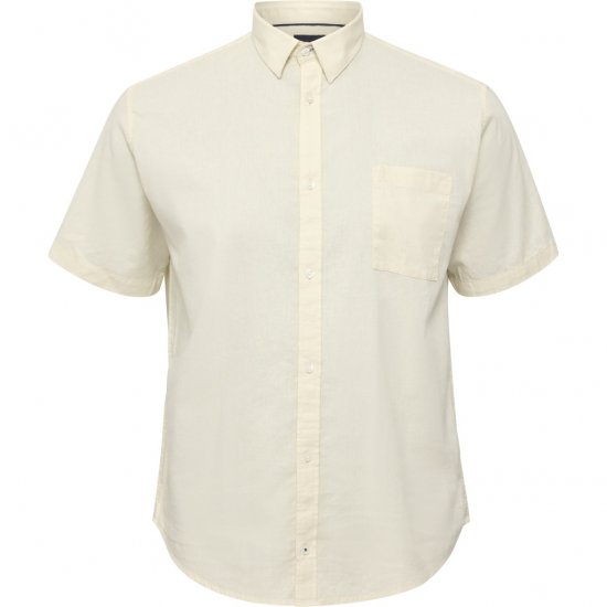 North Latitude Shirt Linen Cotton Short Sleeve Off-White - Herrenhemden - Herrenhemden in großen Größen