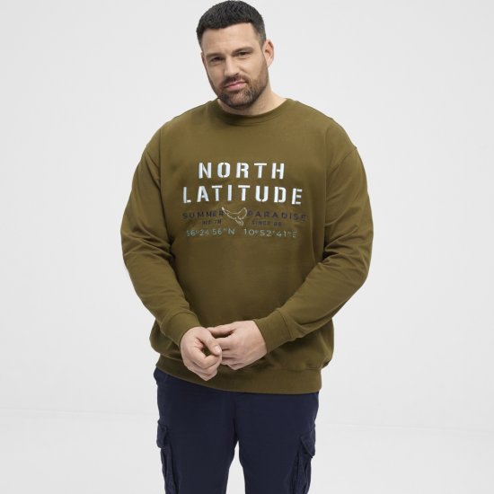 North Latitude Sweatshirt Army Green - Herren-sweater und -hoodies - Herren-Sweater und -Hoodies in großen Größen