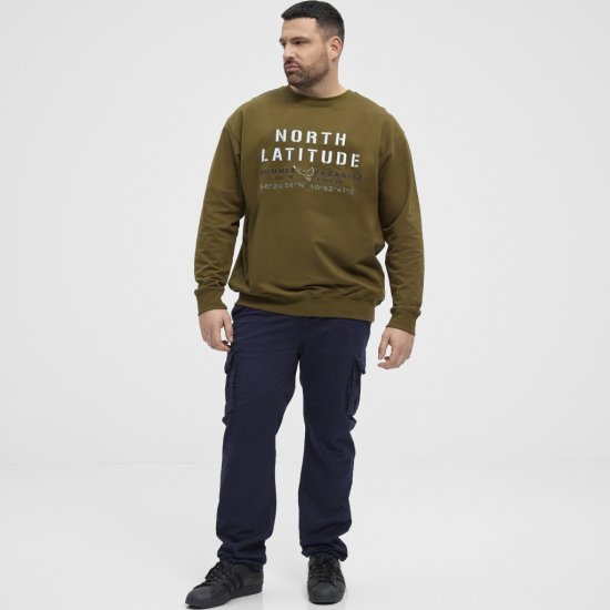 North Latitude Sweatshirt Army Green - Herren-sweater und -hoodies - Herren-Sweater und -Hoodies in großen Größen