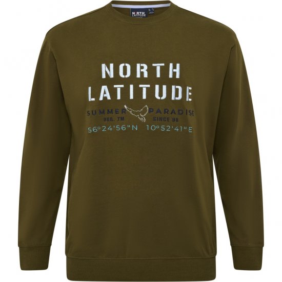 North Latitude Sweatshirt Army Green TALL - HERRENBEKLEIDUNG MT-6XLT - Langgrößen für Herren