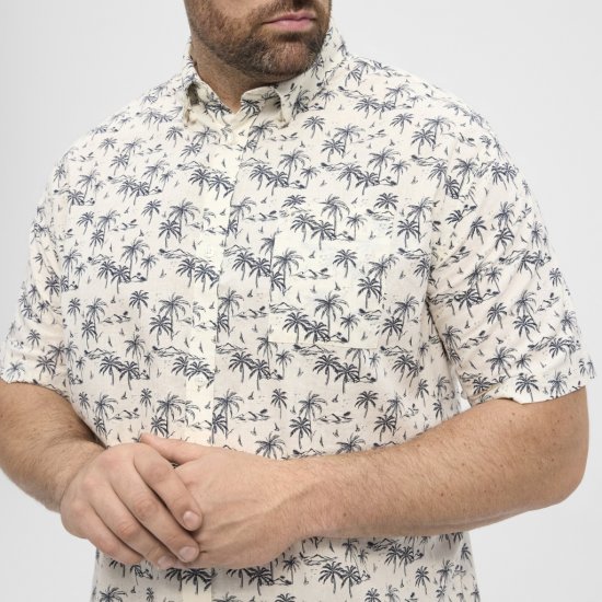 North Latitude Shirt Short Sleeve Off White - Herrenhemden - Herrenhemden in großen Größen