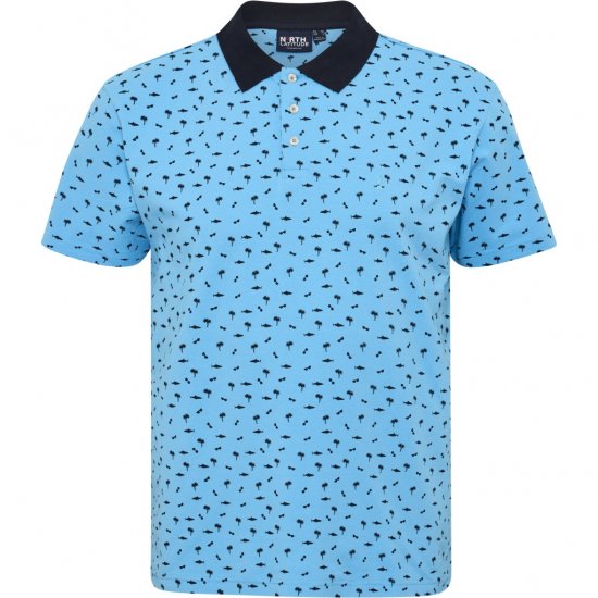 North Latitude Polo Pique Printed Turquoise - Polo-shirts für herren - Polo-Shirts für Herren in großen Größen