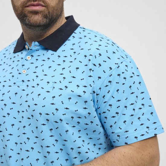 North Latitude Polo Pique Printed Turquoise - Polo-shirts für herren - Polo-Shirts für Herren in großen Größen