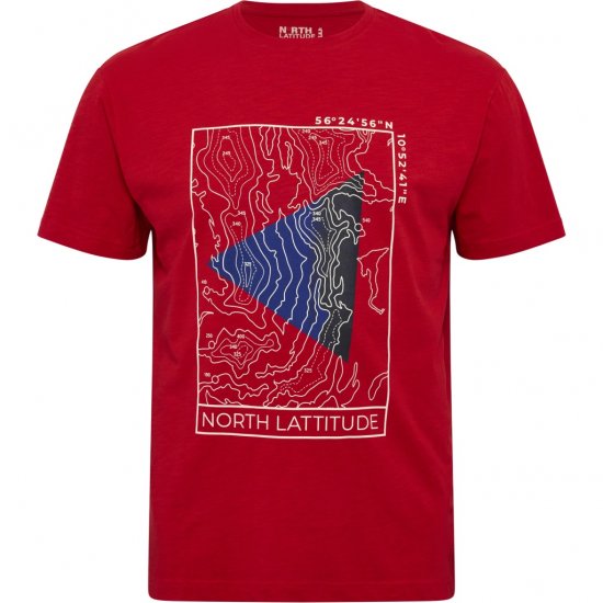 North Latitude T-Shirt Printed Short Sleeve Red - Herren-T-Shirts - Herren-T-Shirts in großen Größen