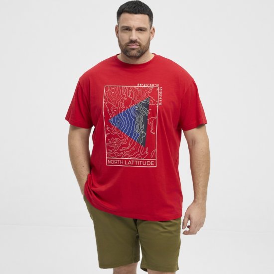 North Latitude T-Shirt Printed Short Sleeve Red - Herren-T-Shirts - Herren-T-Shirts in großen Größen