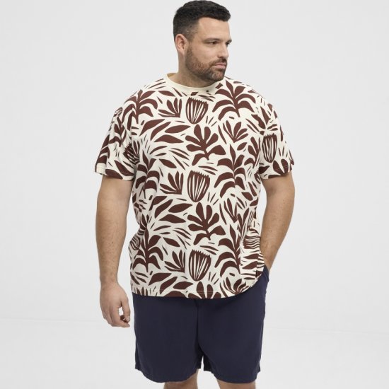 North Latitude T-Shirt Printed Allover Bordeaux - Herren-T-Shirts - Herren-T-Shirts in großen Größen