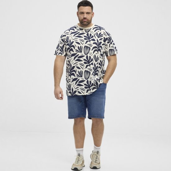 North Latitude T-shirt Allover Printed Navy - Herren-T-Shirts - Herren-T-Shirts in großen Größen
