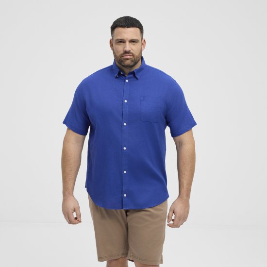 North Latitude Shirt Short Sleeve TALL Blue - HERRENBEKLEIDUNG MT-6XLT - Langgrößen für Herren
