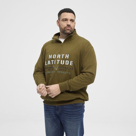 North Latitude Sweatshirt Half-Zip Green - Herren-sweater und -hoodies - Herren-Sweater und -Hoodies in großen Größen