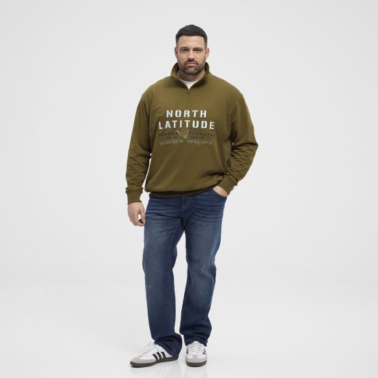 North Latitude Sweatshirt Half-Zip Green - Herren-sweater und -hoodies - Herren-Sweater und -Hoodies in großen Größen