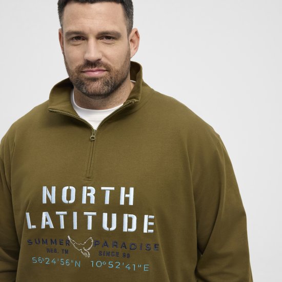 North Latitude Sweatshirt Half-Zip Green - Herren-sweater und -hoodies - Herren-Sweater und -Hoodies in großen Größen