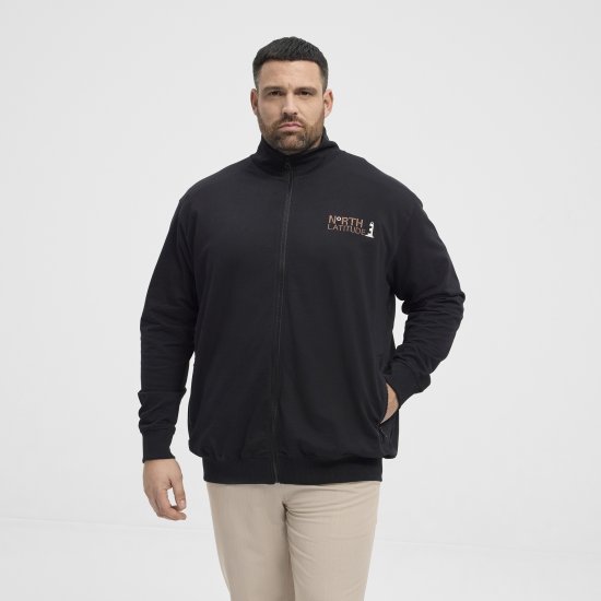 North Latitude Sweatshirt Cardigan Black - Herren-sweater und -hoodies - Herren-Sweater und -Hoodies in großen Größen
