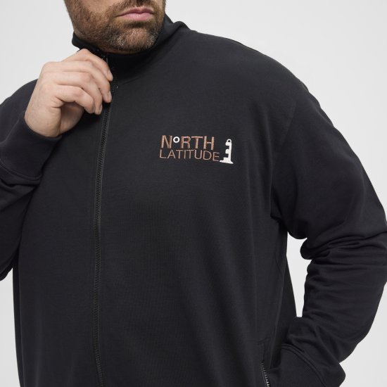 North Latitude Sweatshirt Cardigan Black - Herren-sweater und -hoodies - Herren-Sweater und -Hoodies in großen Größen