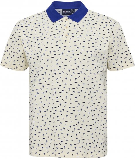 North Latitude Polo Pique Printed Off-White TALL - HERRENBEKLEIDUNG MT-6XLT - Langgrößen für Herren