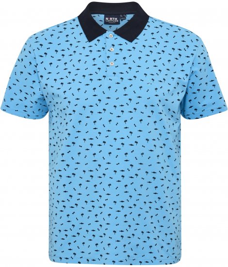 North Latitude Polo Pique Printed Turquoise TALL - HERRENBEKLEIDUNG MT-6XLT - Langgrößen für Herren