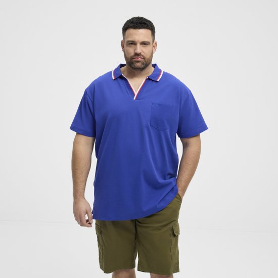 North Latitude Polo Pique V-Neck Blue - Polo-shirts für herren - Polo-Shirts für Herren in großen Größen