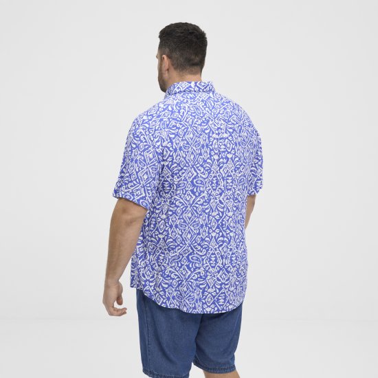 North Latitude Shirt Denim Printed Allover Blue - Herrenhemden - Herrenhemden in großen Größen